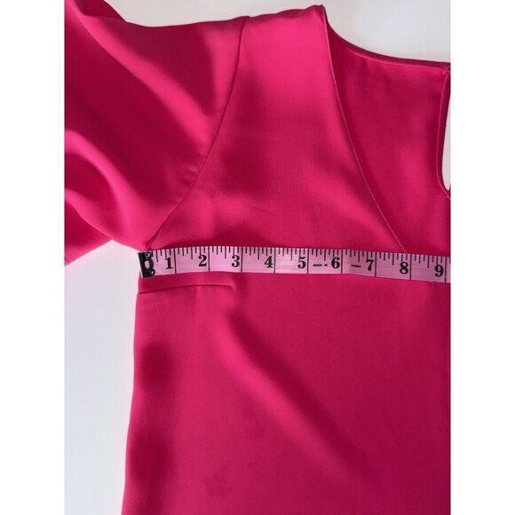 Amanda Uprichard Top Hot Pink Puff Sleeve V Neck Blouse Preppy Barbie Office XS - Picture 8 of 14